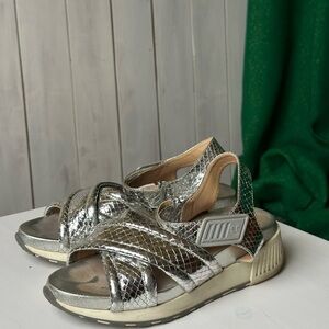 Sergio Rossi Silver Strappy Sandals